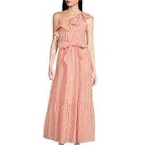 Skies Are Blue Coral Ruched One-Shoulder Sundress Sz.M